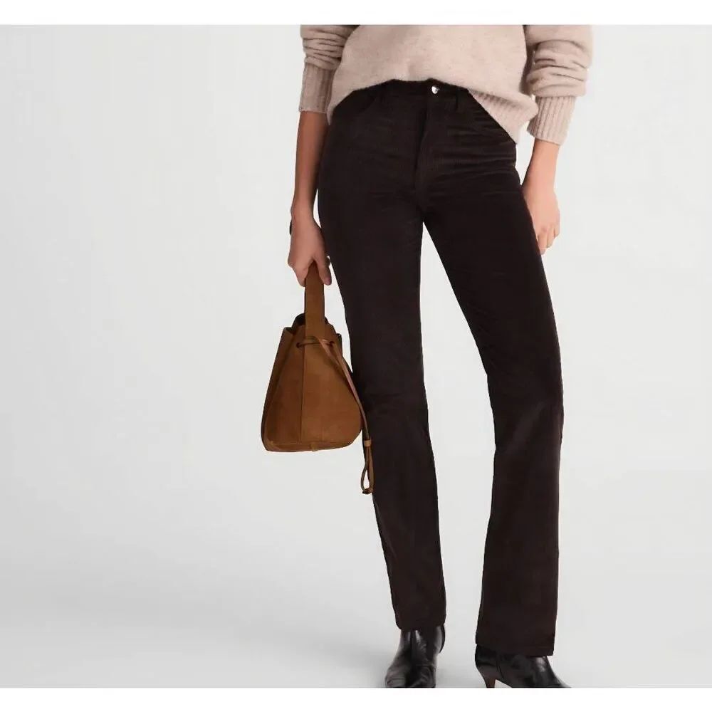Madewell Pants Women's 28 Black Walnut Brown Corduroy Longline Straight Pant